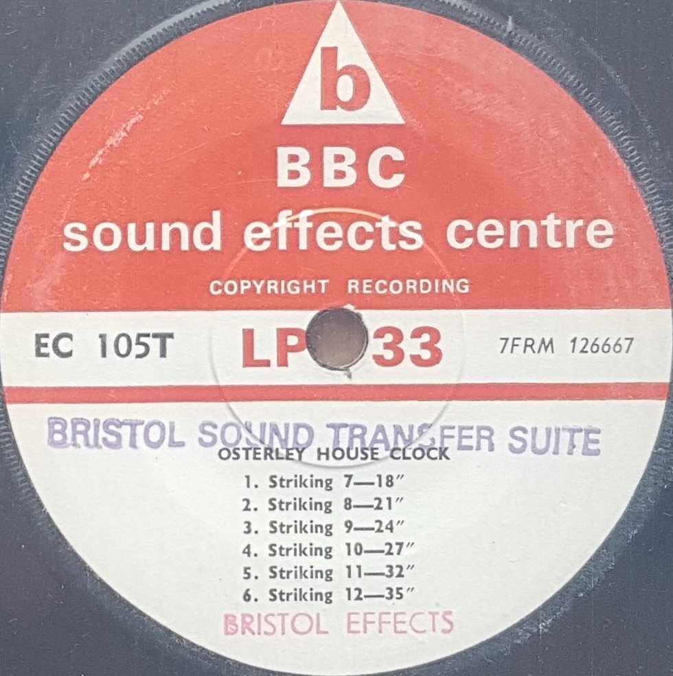 EC 105T Osterley House clock Not registered from the BBC records and Tapes library Label